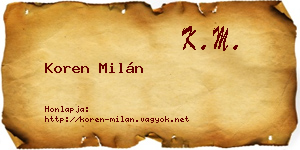 Koren Milán névjegykártya