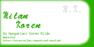 milan koren business card